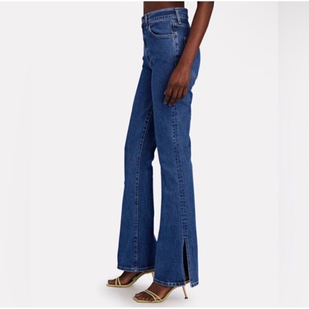 NWT LE JEAN Stella Flare High Rise Side Slit Jeans Hawk Dark Wash Size 24